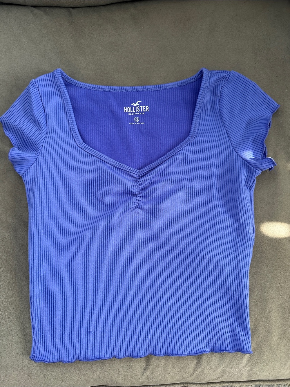 Hollister Ribbed Scoop-Neck Crop Top - Violet Blue